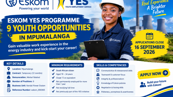 eskom ff Eskom YES Programme 2026